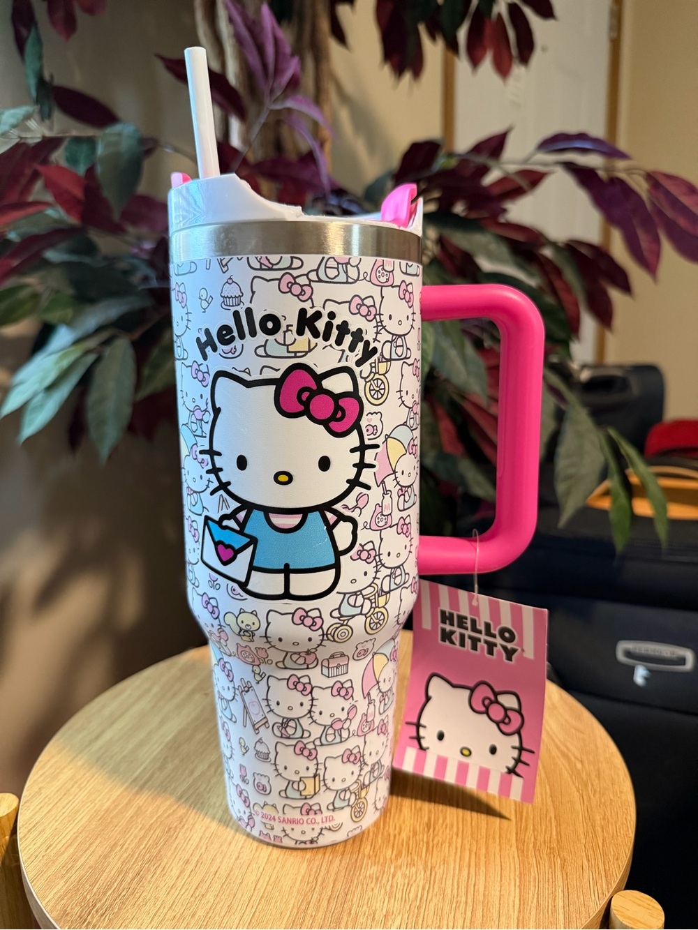 Hello Kitty White & Pink Insulated Travel Mug with Handle